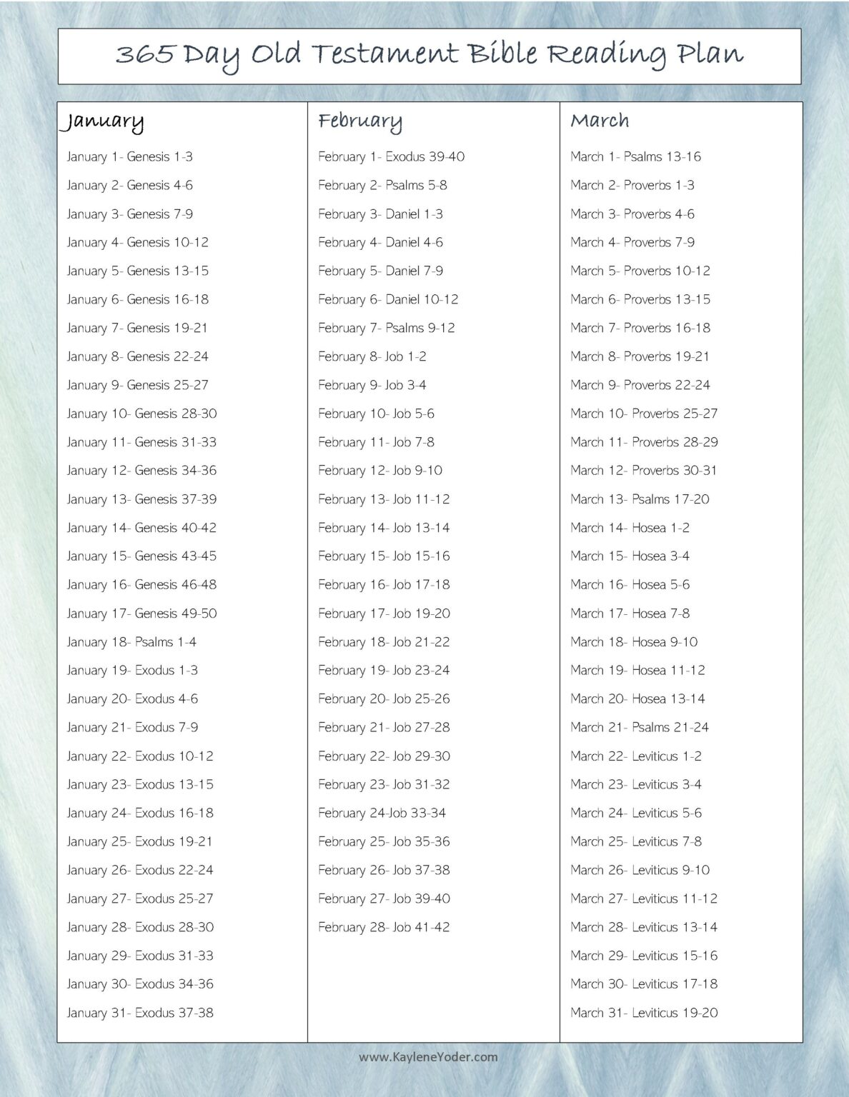 365-day Old Testament Bible Reading Plan - Kaylene Yoder