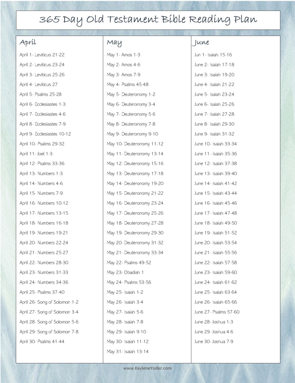 365-day Old Testament Bible Reading Plan - Kaylene Yoder