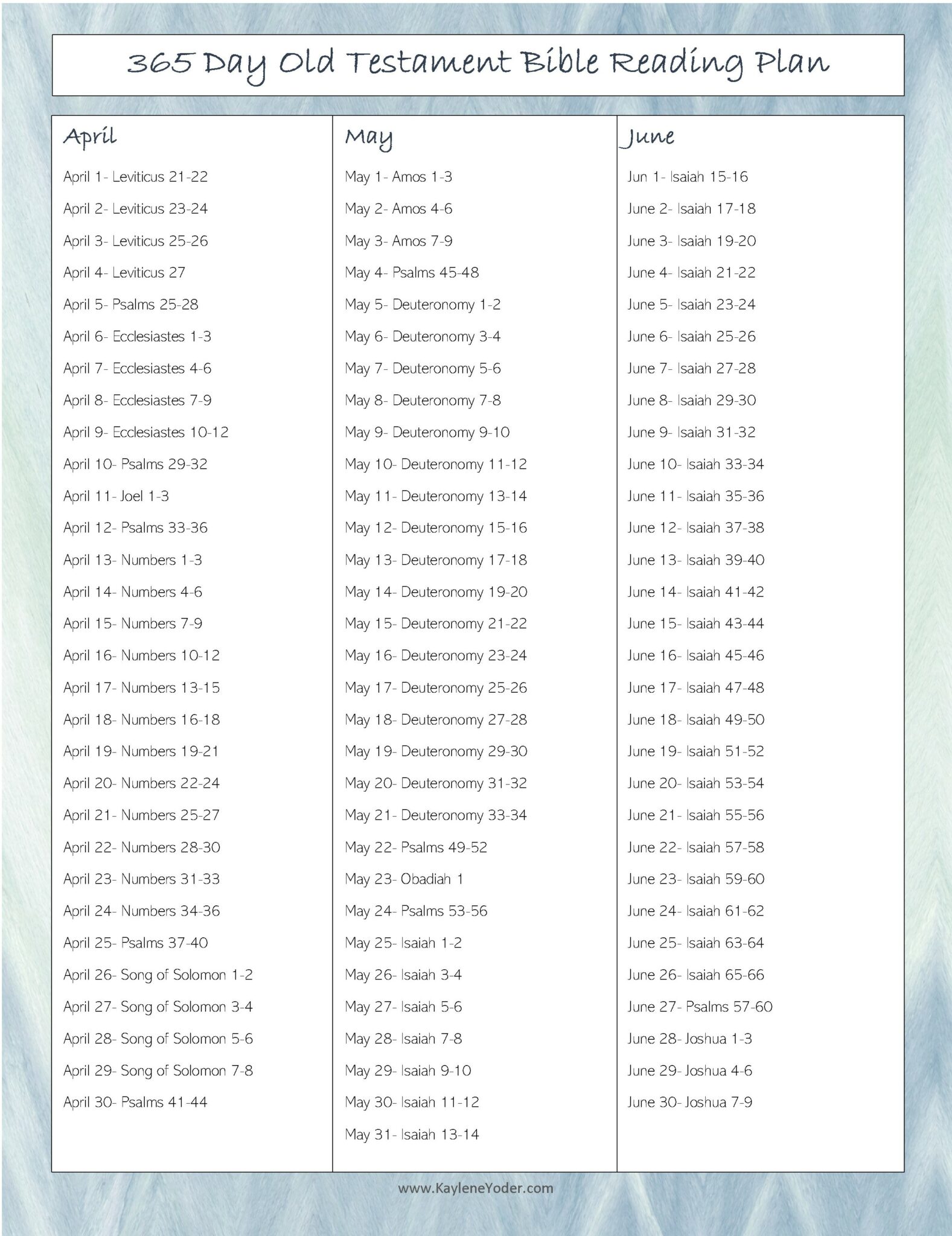 365-day Old Testament Bible Reading Plan - Kaylene Yoder