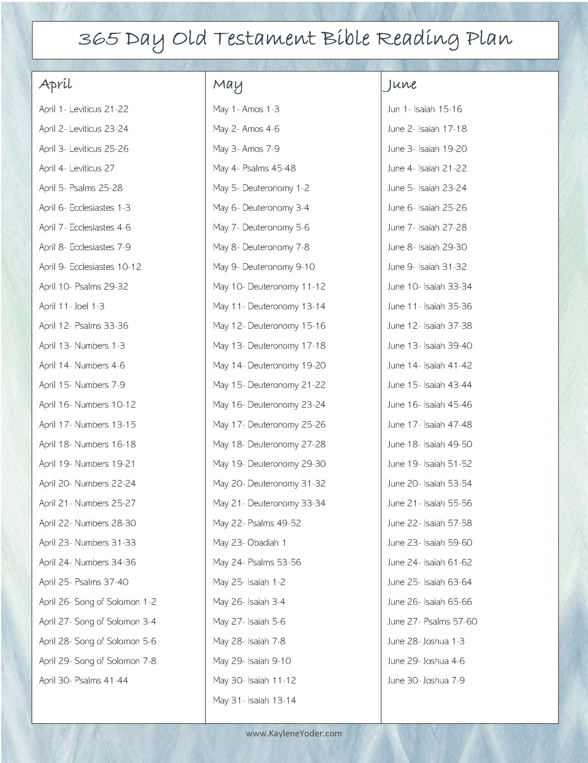 365day Old Testament Bible Reading Plan(3) Kaylene Yoder