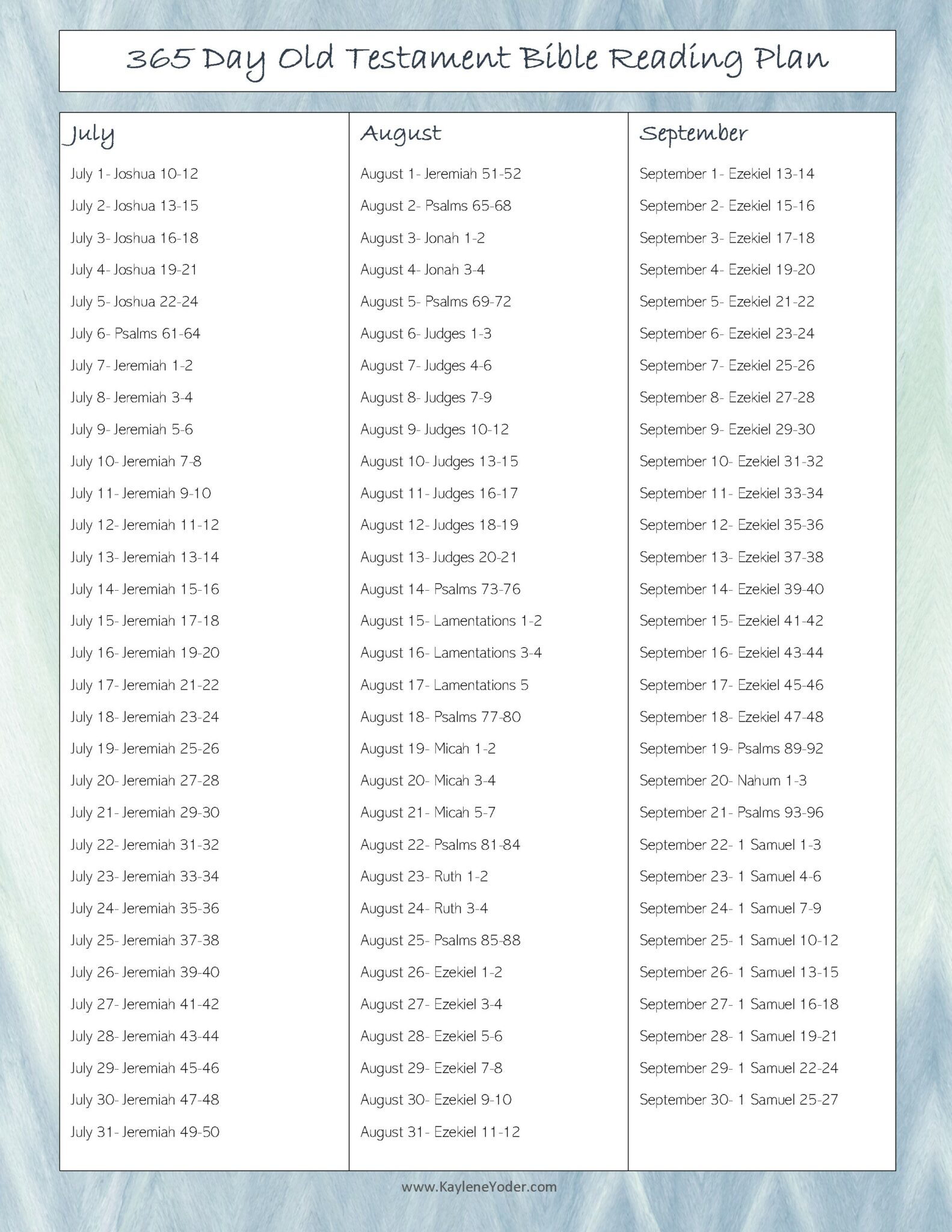 365-day Old Testament Bible Reading Plan - Kaylene Yoder