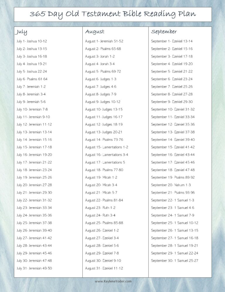 365-day Old Testament Bible Reading Plan - Kaylene Yoder