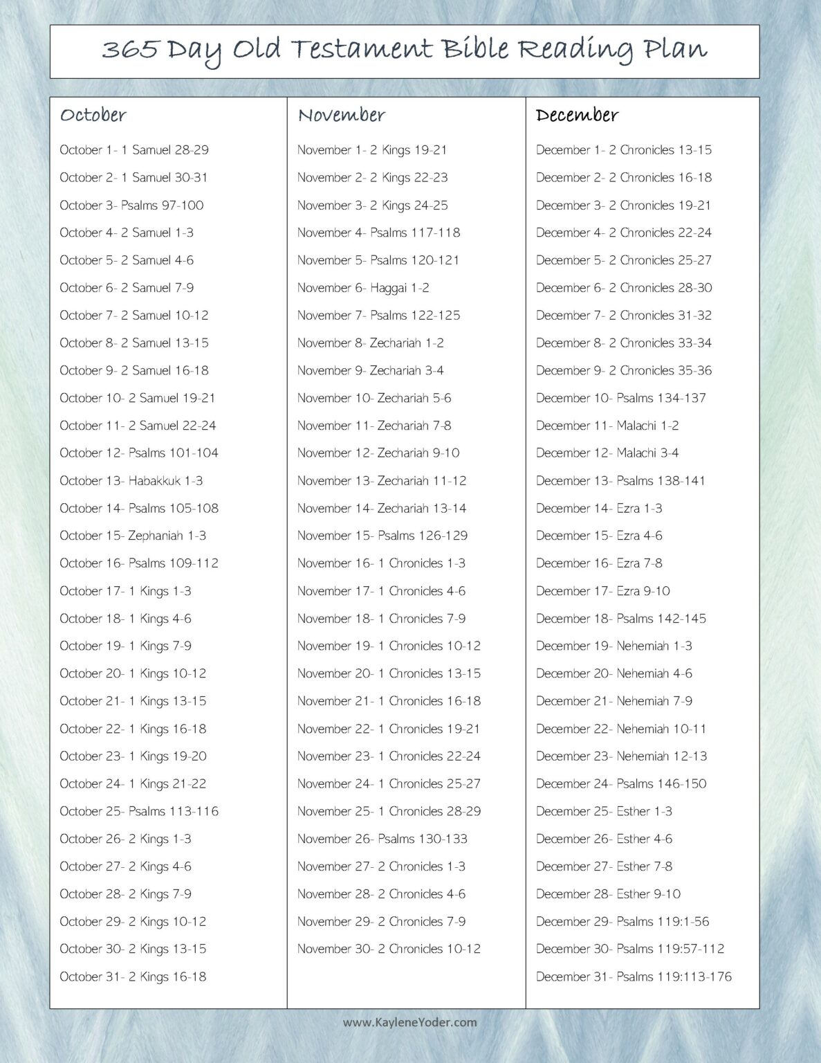 365-day Old Testament Bible Reading Plan - Kaylene Yoder