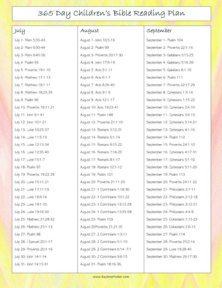 365-day Bible Reading Plan For Kids! - Kaylene Yoder