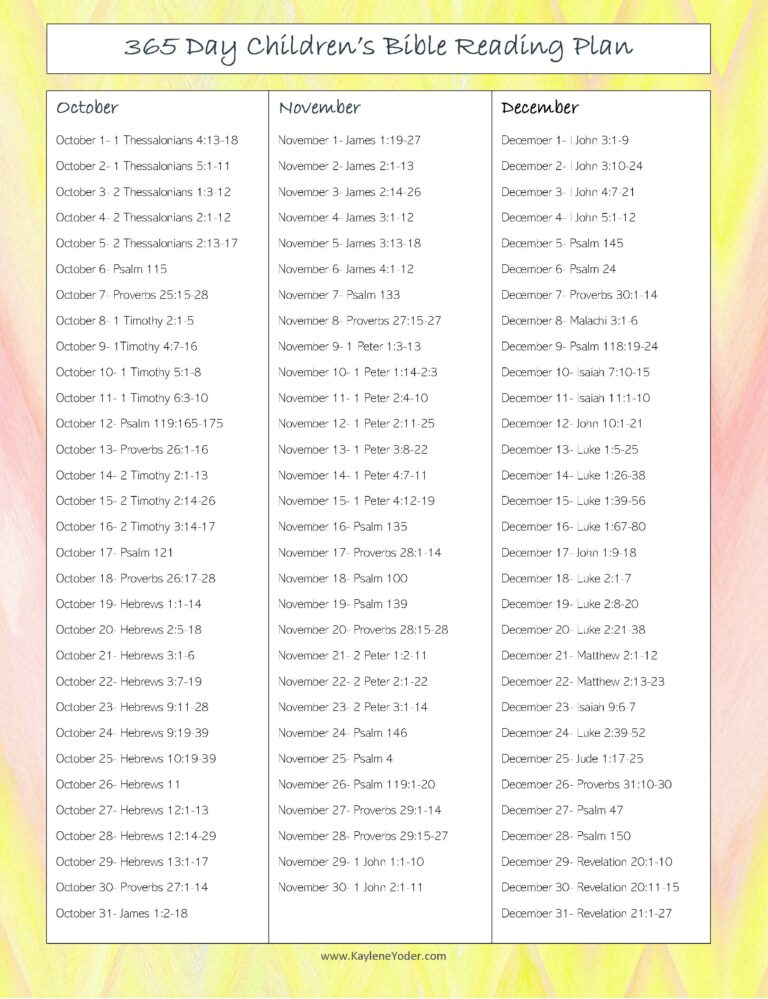 365day Bible Reading Plan for Kids! Kaylene Yoder